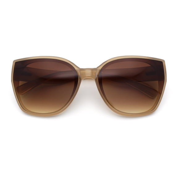 Womens Collasible Folding Oversized Cat Eye Plastic Sunglasses Beige - Brown