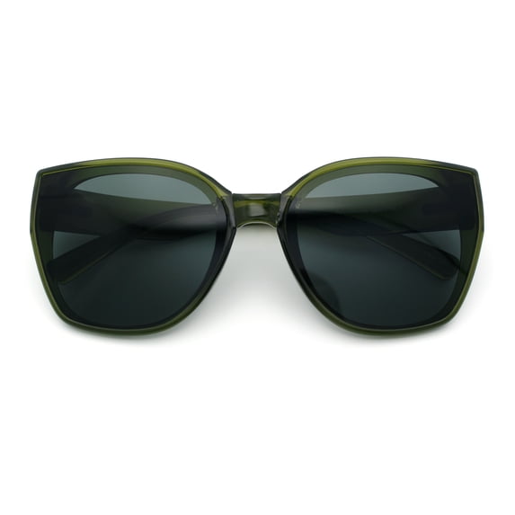 Womens Collasible Folding Oversized Cat Eye Plastic Sunglasses Green - Black