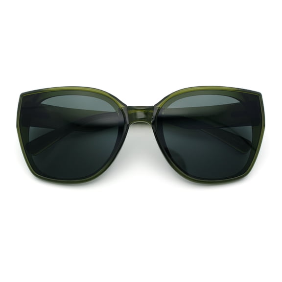 Womens Collasible Folding Oversized Cat Eye Plastic Sunglasses Green - Black