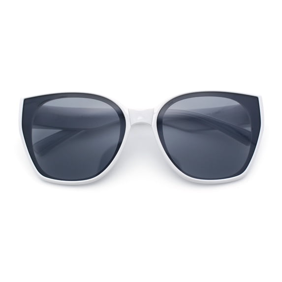Womens Collasible Folding Oversized Cat Eye Plastic Sunglasses White - Black