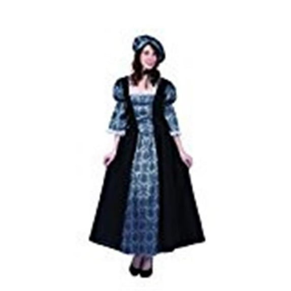 Womens Colonial Lady Charlotte Costume, Black & Silver - Medium