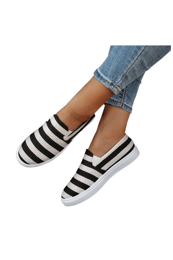 Womens Color Block Canvas Slip on Low Top Fashion Sneakers Spring Fall Casual Flats Walking Shoes