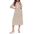 thumbnail image 1 of Womens Color Block Long Sleeve Boho Midi Dress Casual Beach Button Down Shirt Dress, 1 of 6