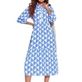 thumbnail image 1 of Womens Color Block Long Sleeve Boho Midi Dress Casual Beach Button Down Shirt Dress, 1 of 6
