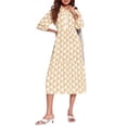 thumbnail image 1 of Womens Color Block Long Sleeve Boho Midi Dress Casual Beach Button Down Shirt Dress, 1 of 6