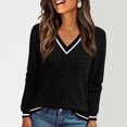 thumbnail image 1 of Womens Color Block Long Sleeve Shirt Fall Tops Fashion Outfits Dressy Casual V Neck Tunic Cute Clothes Sweater Trendy Black M, 1 of 5