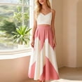 thumbnail image 1 of Womens Color Block Pleated Maxi Skirt High Waist A-Line Flowy Elegant Long Skirts M, 1 of 6