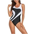 thumbnail image 1 of Womens Color Block Print One Piece Swimsuits Athletic Training Swimwear Bathing Suits Tummy Control Bathing Suits Square Neck Sliming Shapewear, 1 of 6