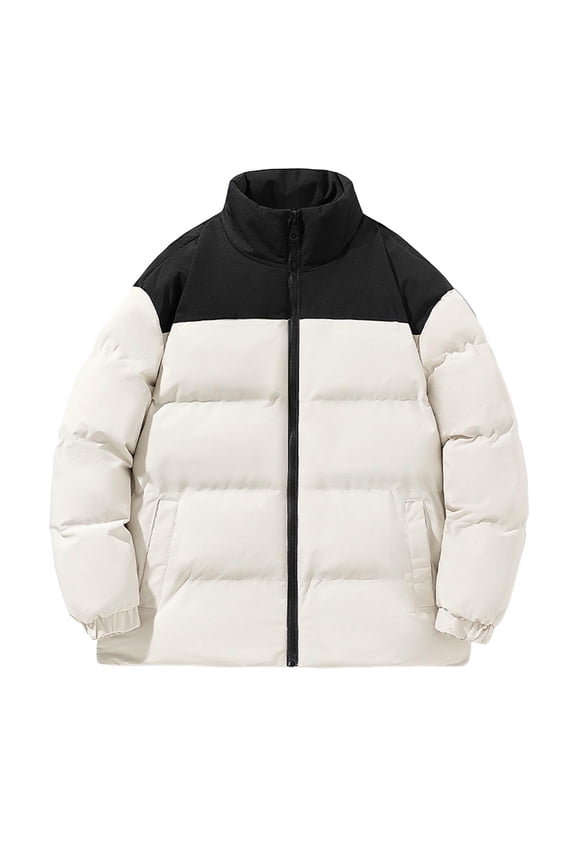 Womens Color Block Puffer Down Jacket Puffy Jacket Stand Collar Windproof Puffer Jackets Quilted Ski Bubble Down Coat Warm Thicken Windproof Winter Coat Ski Travel Outwear