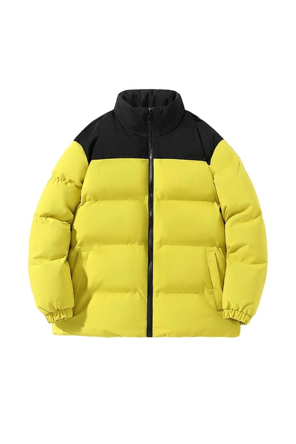 Womens Color Block Puffer Down Jacket Puffy Jacket Stand Collar Windproof Puffer Jackets Quilted Ski Bubble Down Coat Warm Thicken Windproof Winter Coat Ski Travel Outwear
