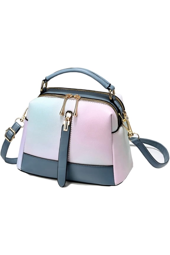 Womens Color Block Small Top-Handle Bag Stylish Design Crossbody Bags Shoulder Bag Lightweight Work Commuter Purse