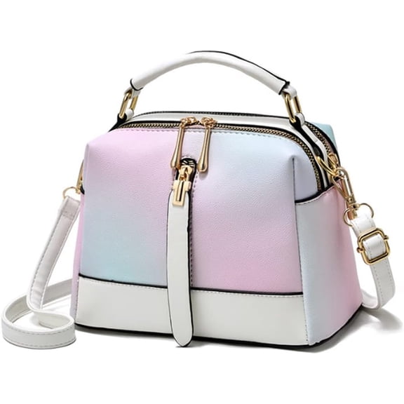 Womens Color Block Small Top-Handle Bag Stylish Design Crossbody Bags Shoulder Bag Lightweight Work Commuter Purse