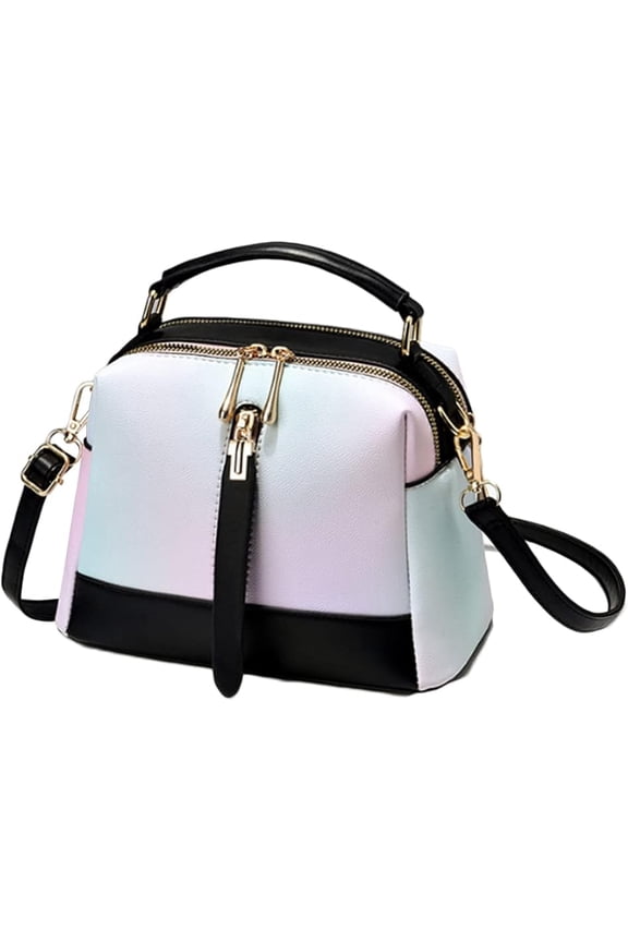 Womens Color Block Small Top-Handle Bag Stylish Design Crossbody Bags Shoulder Bag Lightweight Work Commuter Purse