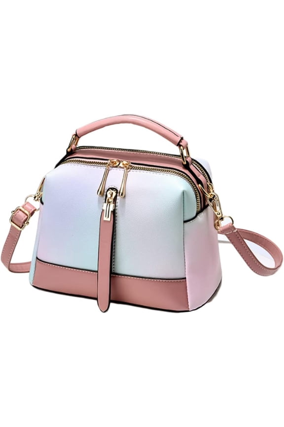Womens Color Block Small Top-Handle Bag Stylish Design Crossbody Bags Shoulder Bag Lightweight Work Commuter Purse