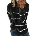 thumbnail image 1 of Womens Color Block Stripe Drawstring Pullover Hoodie Sweatshirts Tops Thin Color Stitching Tunic, 1 of 3