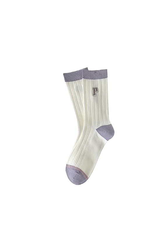 Womens Color Block Striped Crew Socks Thin Knit Stacked Socks Preppy Style Ankle Socks