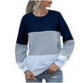 thumbnail image 1 of Womens Color Block Sweater 2025 Winter Fall Casual Loose Round Neck Long Sleeve Knitted Pullover Sweater Tops,Black,XL, 1 of 5