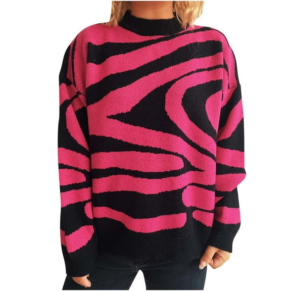 Womens Color Block Sweaters Oversized Aesthetic Casual Mock Neck Long Sleeve Knit Pullover Top Trendy Fall Fashion