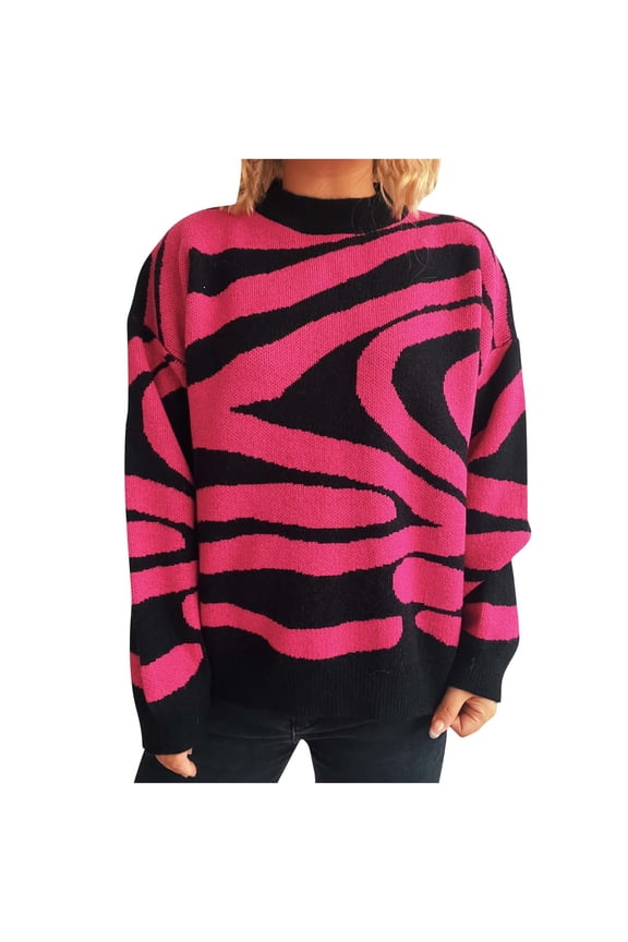 Womens Color Block Sweaters Oversized Aesthetic Casual Mock Neck Long Sleeve Knit Pullover Top Trendy Fall Fashion