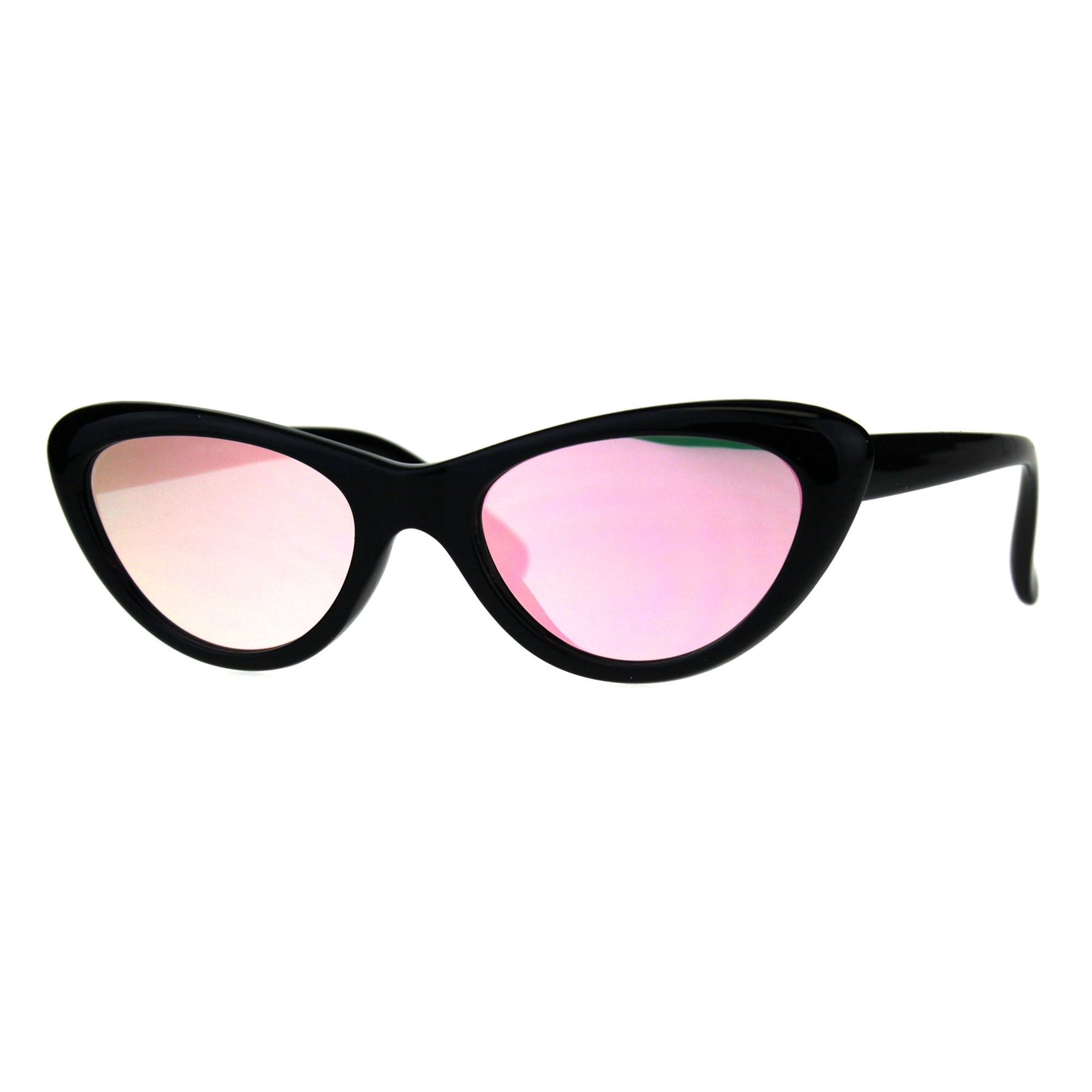 PINK VS Black Cat-Eye Sunglasses with Reflective Lenses Black Narrow Geek-Chic Cat-Eye Mirrored Sunglasses with Pink  main image 2