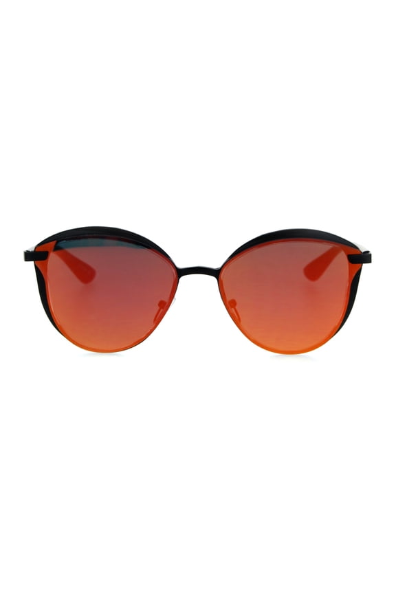 Womens Color Mirror Metal Rim Cat Eye Trendy Fashion Sunglasses Orange
