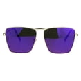 thumbnail image 1 of Womens Color Mirror Oversize Metal Rim Rectangular Sunglasses Gold Purple, 1 of 4