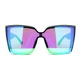 thumbnail image 1 of Womens Color Mirror Oversized Half Rim Shield Cat Eye Plastic Fashion Sunglasses Matte Black - Green Mirror, 1 of 4