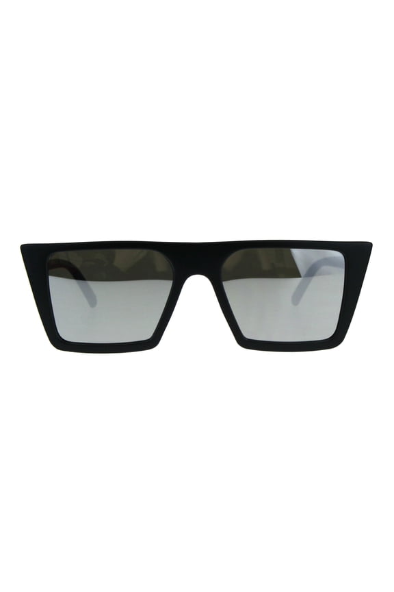 Womens Color Mirror Squared Flat Top Goth Cat Eye Sunglasses Black Mirror