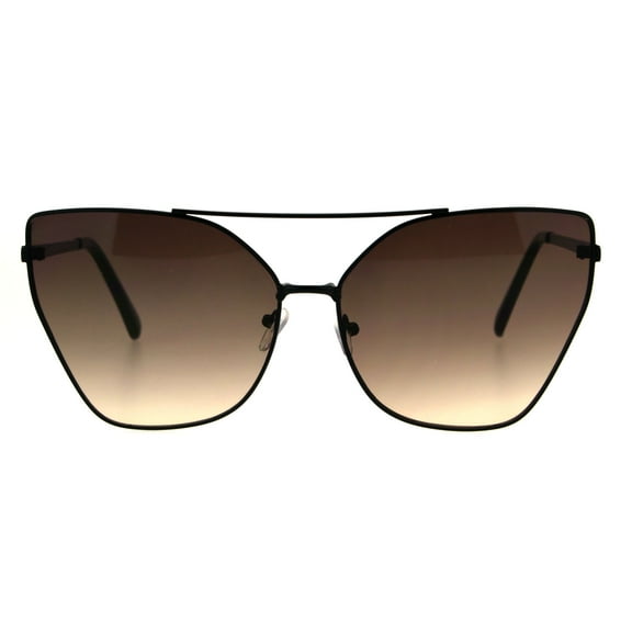 Womens Color Oceanic Gradient Metal Cat Eye Gothic Sunglasses Black Brown Smoke