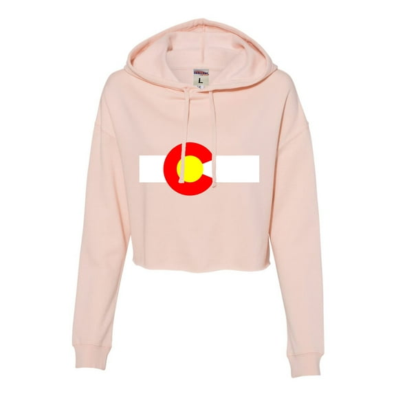 Womens Colorado State Flag Cropped Hooded Sweatshirt