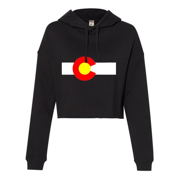 Womens Colorado State Flag Cropped Hooded Sweatshirt