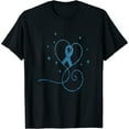 thumbnail image 1 of Womens Colorectal Heart Blue Ribbon Colon Cancer Awareness Gift T-Shirt Black Small, 1 of 5
