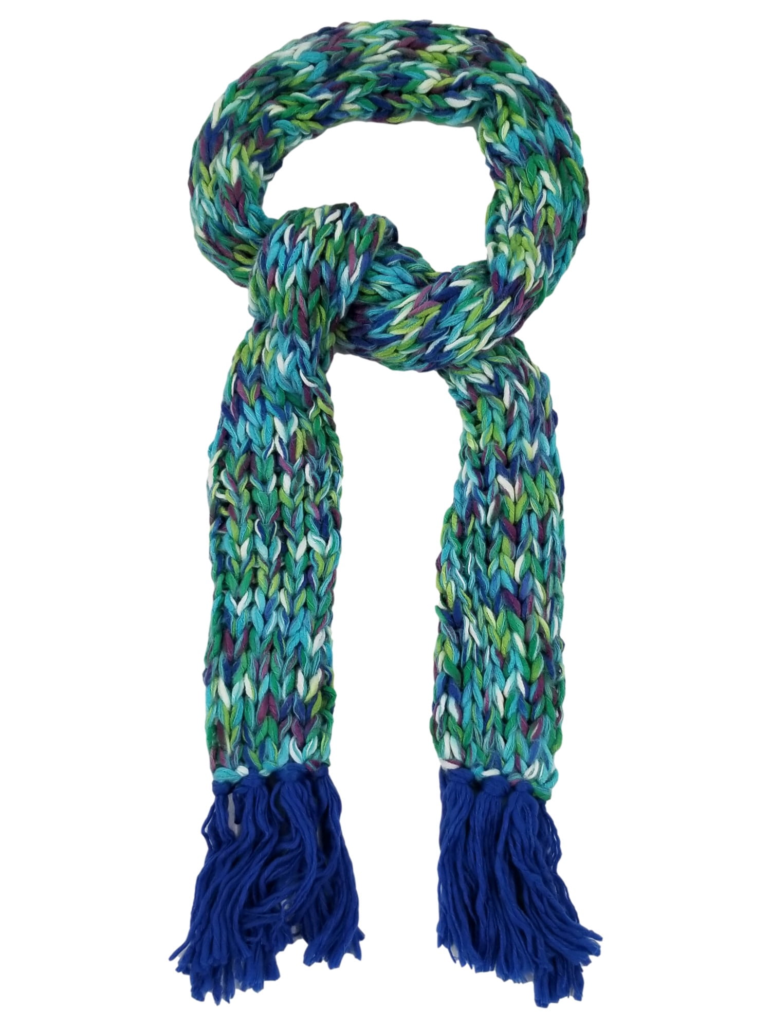 Womens Colorful Blue Green Purple Multi-Color Crochet Chunky Knit