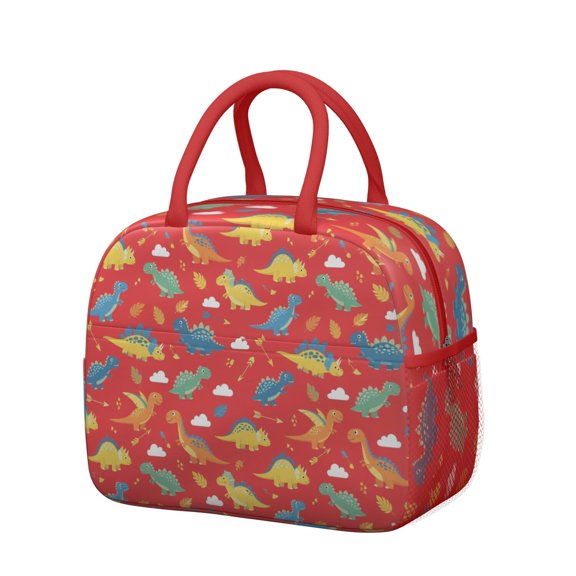 Womens Colorful Dinosaur Red Pattern Lunch Box for Work,Insulated Lunch Bag for Women,Loncheras Para Mujer,Leakproof Adult Lunch Bag for Work,Beach,Travel,Picnic,Camping