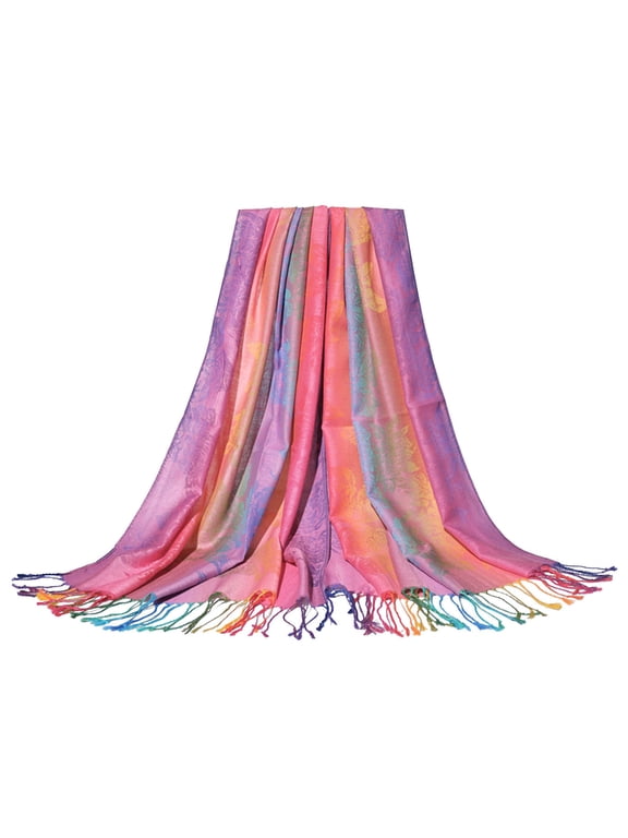 Womens Colorful Ethnic Pattern Crochet Cotton Fringe Wrap Shawl Scarf For Women Bohemian Style