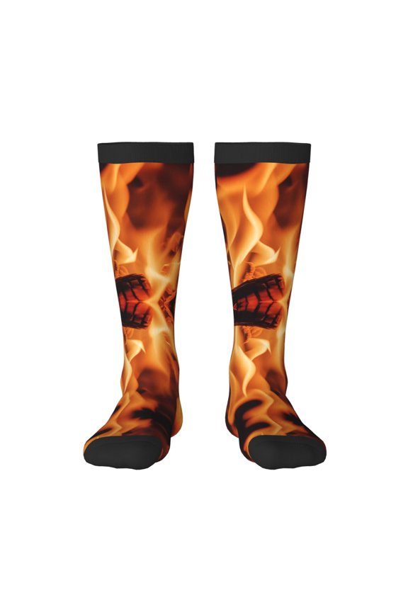 Womens Colorful Fire Flame Knee High Socks Comfy Thermal Boot Long Socks