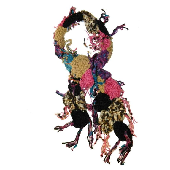 Womens Colorful Fringe Multi Texture Knit Winter Neck Scarf