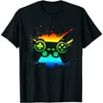 thumbnail image 1 of Womens Colorful Gamer Tee Gaming Gamers Gift T-Shirt Black 4X-Large, 1 of 5