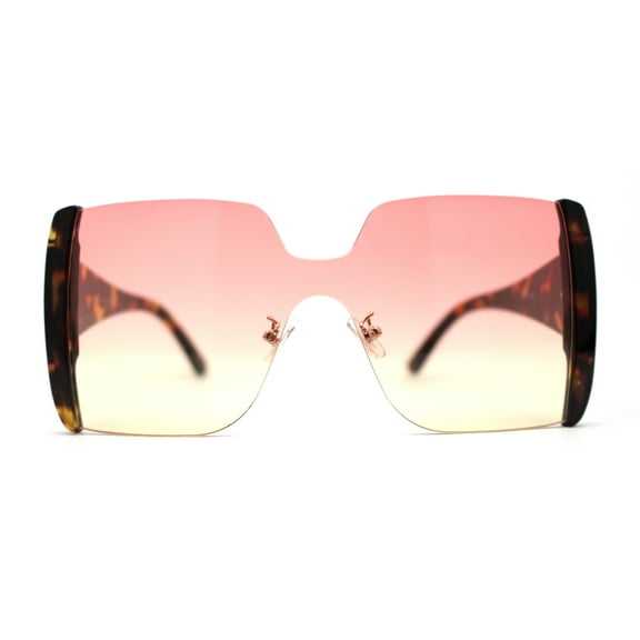 Womens Colorful Oceanic Gradient Rimless Large Shield Sunglasses Tortoise Orange Yellow