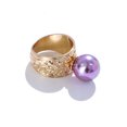 thumbnail image 1 of Womens Colorful Pearl Index Finger Ring Gold Plated Geometric Inlaid Gemstone Fashion Jewelry Gift Fashionable, 1 of 3