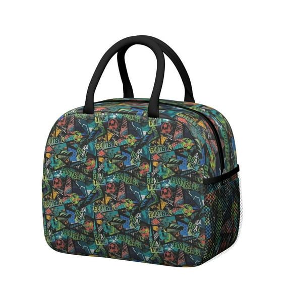 Womens Colorful Soccer Elements Pattern Lunch Box for Work,Insulated Lunch Bag for Women,Loncheras Para Mujer,Leakproof Adult Lunch Bag for Work,Beach,Travel,Picnic,Camping