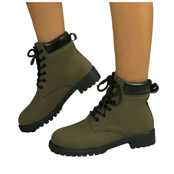 Womens Combat Boots Fashion Casual Suede Lace up Low Heel Tacticle Riding Ankle Booties Winter Fall Shoes AG Size 6