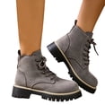 thumbnail image 1 of Womens Combat Boots Faux Suede Lace Up Chunky Platform Lightweight Non Slip Work Hiking Booties, 1 of 7