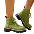 thumbnail image 1 of Womens Combat Boots Faux Suede Lace Up Chunky Platform Lightweight Non Slip Work Hiking Booties, 1 of 7
