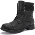 thumbnail image 1 of Womens Combat Boots Lace-up Ankle Boots Warm Booties All Black US 8, 1 of 7