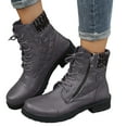 thumbnail image 1 of Womens Combat Boots Lace up Knitted Stretch Ankle Booties Waterproof Stitching Leather Platform Zipper Winter Riding Boots, 1 of 5