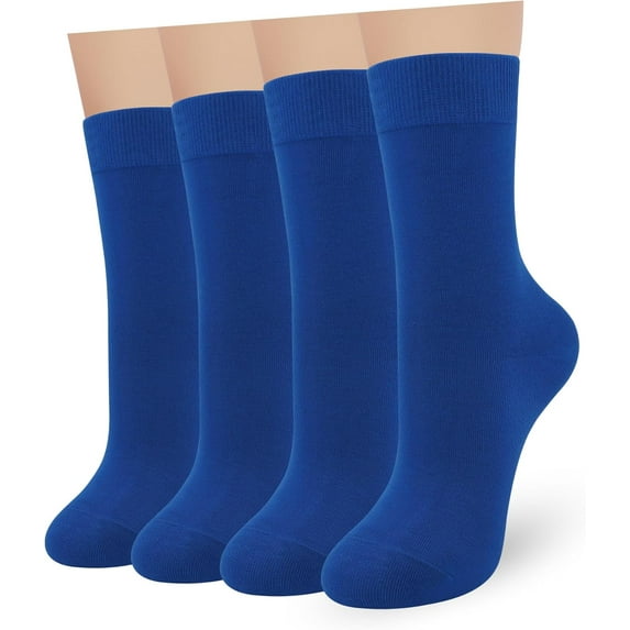 Womens Combed Cotton Color Thin socks Viscose- Breathable Soft Crew Casual Socks Comfort Gift 4 Pairs