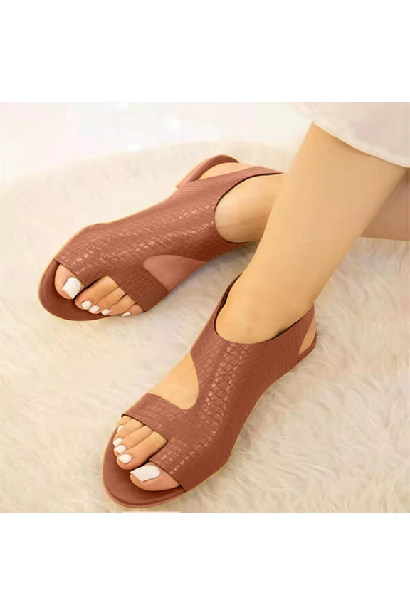 Womens Comfort Bunion Corrector Flat Shoes Orthopedic Toe Ring Flat Sandal Summer Beach Sandal for Women Dressy