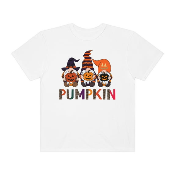 Womens Comfort Colors Halloween Gnome Pumpkin T-shirt