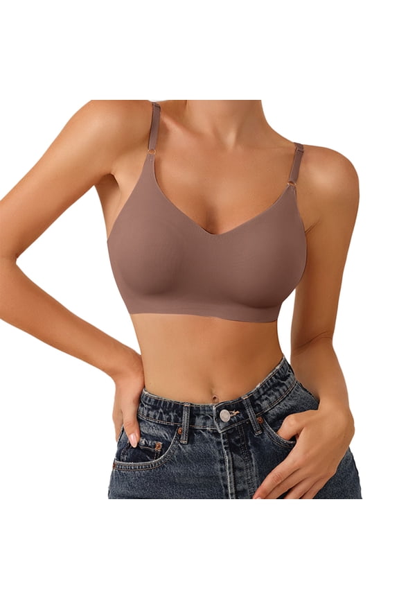 Womens Comfort Lightly Lined Bralette - Seamless Wireless Triangle Bra, Adjustable Straps